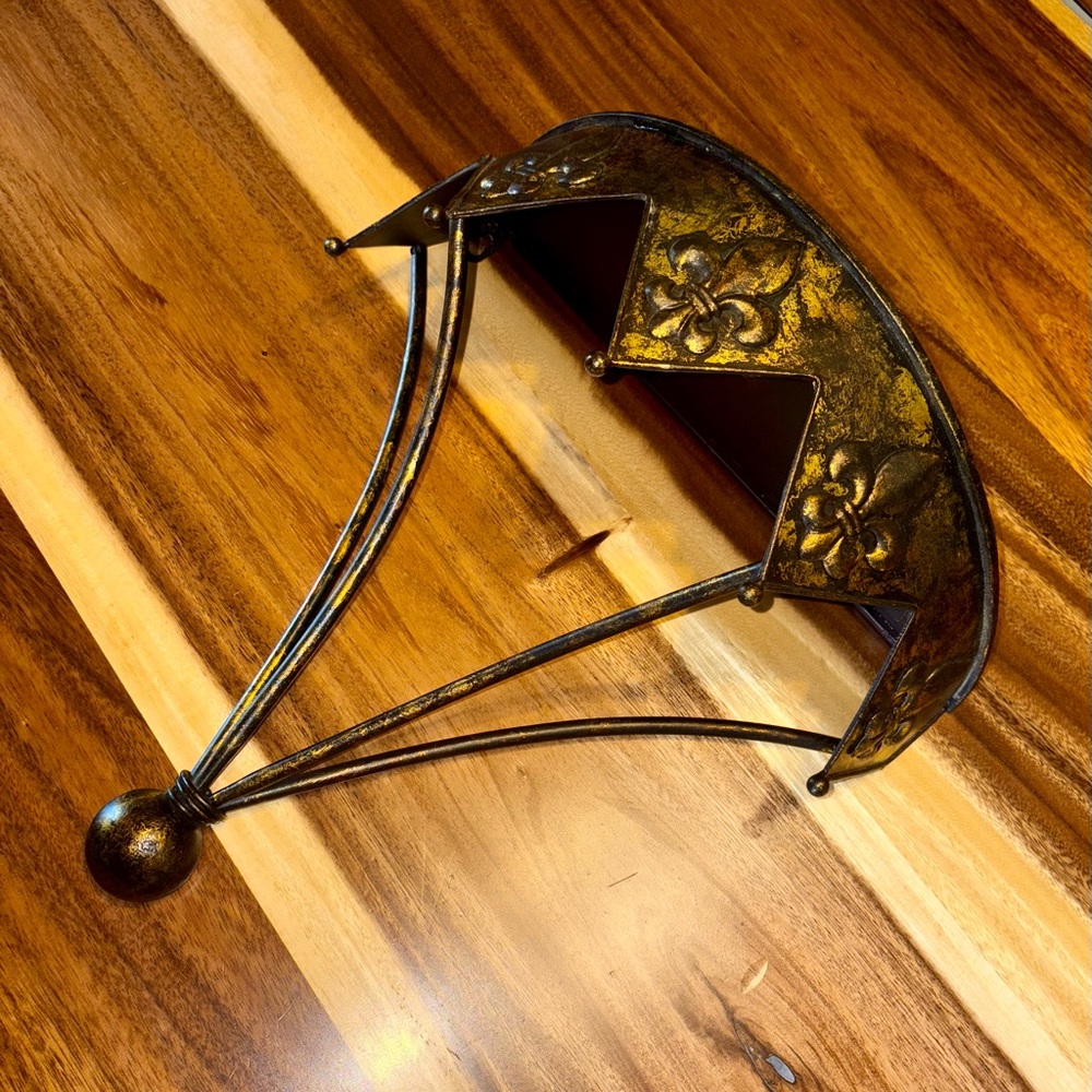 Antique Fleur De Lis Brass and Gold Wall Decor / shelf